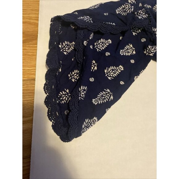 Angie Womens Romper Blue Floral Bell Scalloped Sleeves Size M Shorts Jumpsuit - Picture 6 of 12